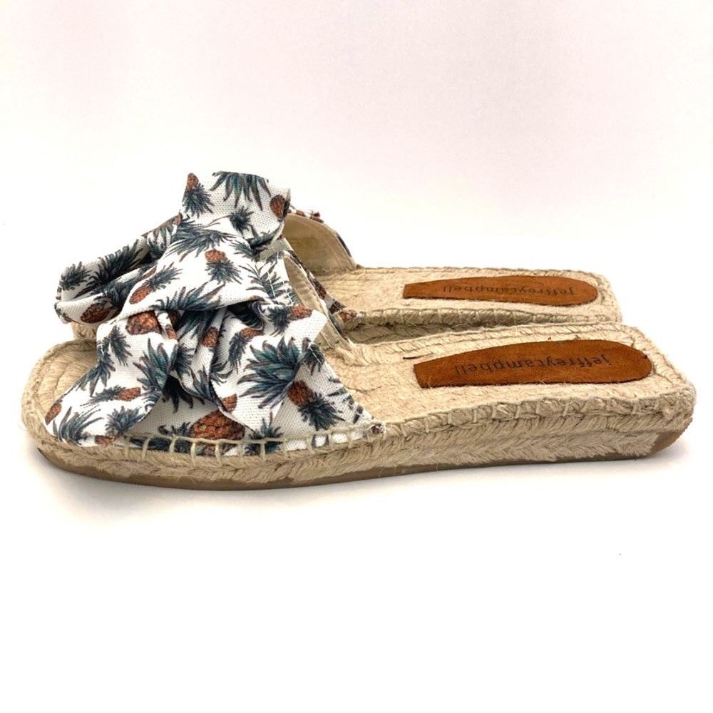 Jeffrey Campbell Estela Pineapple Espadrille Slides Womens 8 NWOT Bow Fabric - Picture 6 of 10